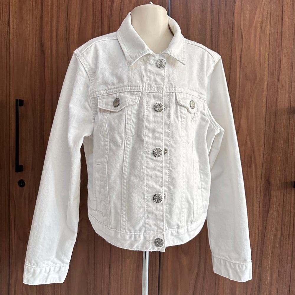 GAP Denim Kids White Jacket Size M (8-9)